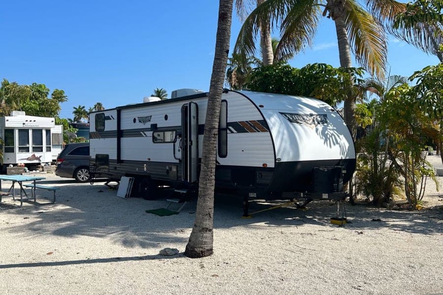 2020 Forest River Wildwood X-Lite AKA Trixie the Travel Trailer. Travel Trailer RV rental for the Florida Keys, exterior