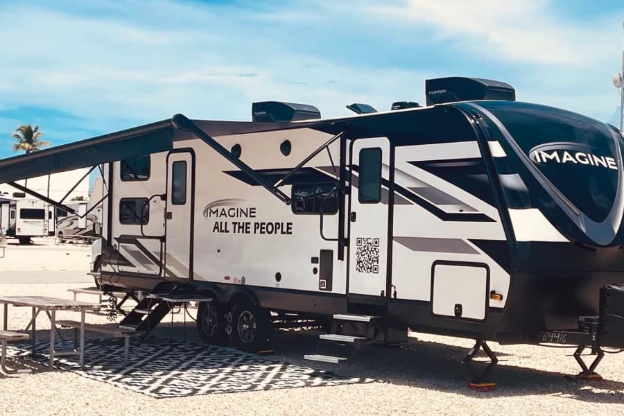 Meet Lennon! Our brand new 2023 Grand Design Imagine 2800BH Travel Trailer RV rental for the Florida Keys, exterior