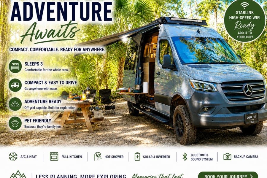2024 Entegra Coach Launch - Mercedes Benz Sprinter AWD Class B RV rental for the Florida Keys, exterior